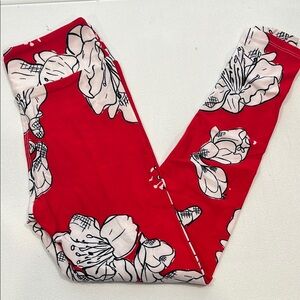 LuLaRoe Red Floral Leggings